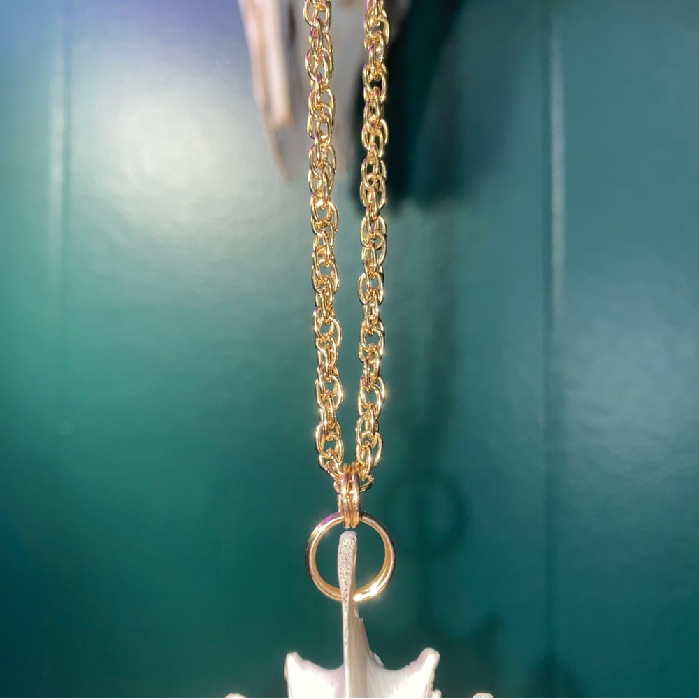 Deer Vertebrae Bone Black Rhinestone Golden Chain Necklace - Picture 8 of 11